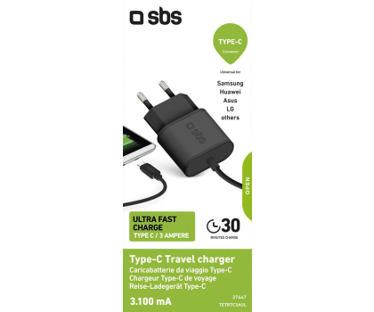 Ładowarka i akumulator SBS Ładowarka Sieciowa z kablem USB-C SBS UFC 3.1A #